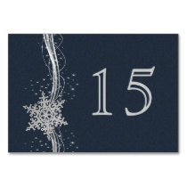 Blue Silver Snowflakes wedding table numbers