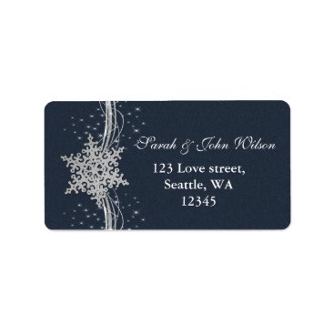 Blue Silver Snowflakes Winter address label