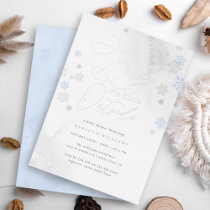 Blue & Silver Snowflakes Winter Boy Baby Shower Foil Invitation