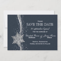 Blue Silver Snowflakes Winter  save the date