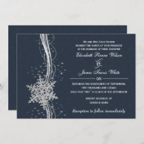 Blue Silver Snowflakes Winter wedding invitations
