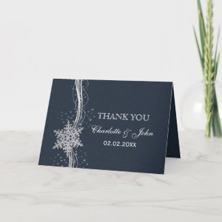 Blue Silver Snowflakes Winter wedding Thank You