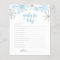 Blue silver Snowflakes Wishes for baby card