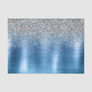 Blue Silver Sparkle Glitter Tissue Paper
