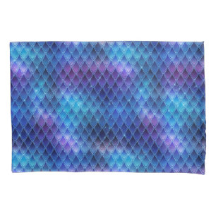 Blue & Silver Sparkles Dragon Scales Pillow Case