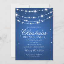 Blue & Silver Sparkling Chain Christmas Party Invitation