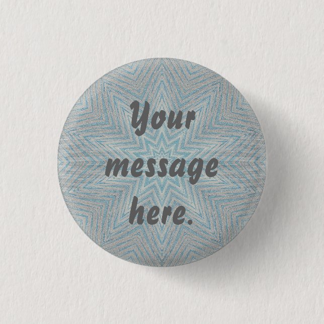 Blue Silver Star Kaleidoscope Your Words Buttons (Front)