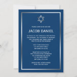 Blue Silver Star of David Bar Mitzvah Invitations<br><div class="desc">A classic Bar Mitzvah invitation featuring a Star of David design in silver and dark blue. Modern and formal. Easily personalize for your event! Designs are flat printed illustrations/graphics - NOT ACTUAL SILVER FOIL.</div>