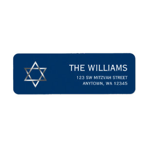 Blue Silver Star of David Bar Mitzvah Label