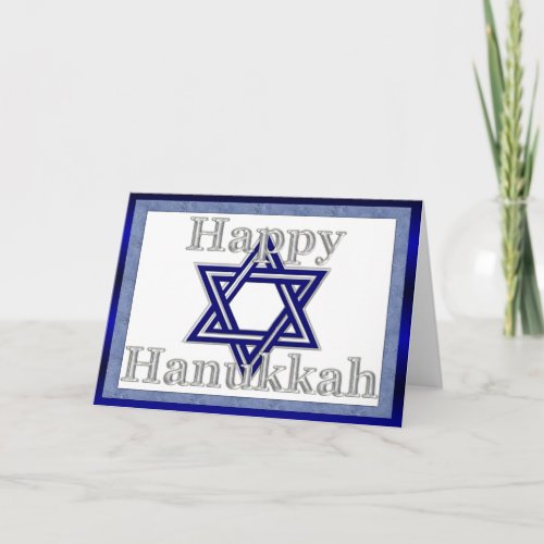 BlueSilver Star of David Happy Hanukkah Card