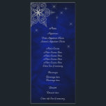 Blue Silver Star Snowflake Wedding Menu Rack Card<br><div class="desc">This is a stylish, elegant wedding menu with the text in silver on an elegant royal blue gradient background. A pretty snowflake style star image decorates the top, with scattered distant stars adding sparkle. The back of the card is the same royal blue. This card matches the "Blue Silver Star...</div>