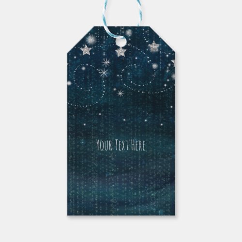 Blue  Silver Starry Celestial Party Favor Gift Tags