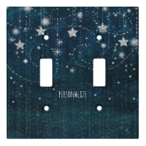 Blue & Silver Starry Celestial Whimsical Light Switch Cover