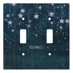Blue & Silver Starry Celestial Whimsical Light Switch Cover