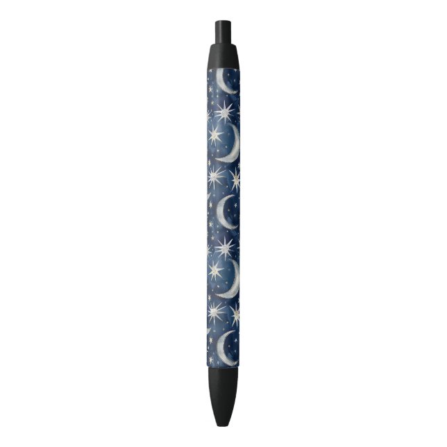 Blue Silver Stars Moons Pen (Front Vertical)