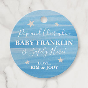 Blue & Silver Stars Pop It When She Pops Favor Tags