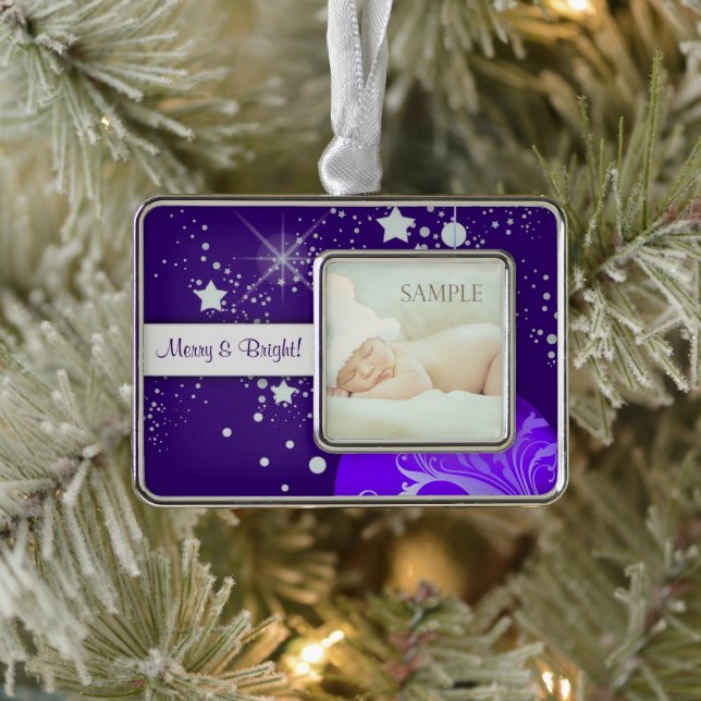 Blue Silver Stars Template Ornament (Tree)