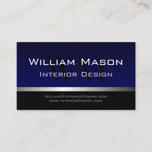 Customizable Blue & Silver Stripe Professional Business Card