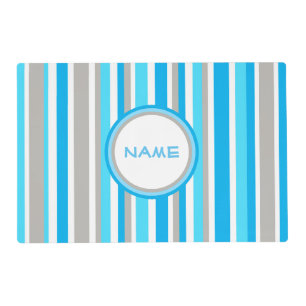 Blue & Silver Stripes Name Placemat
