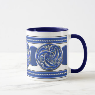 Blue Silver Triskel Mug