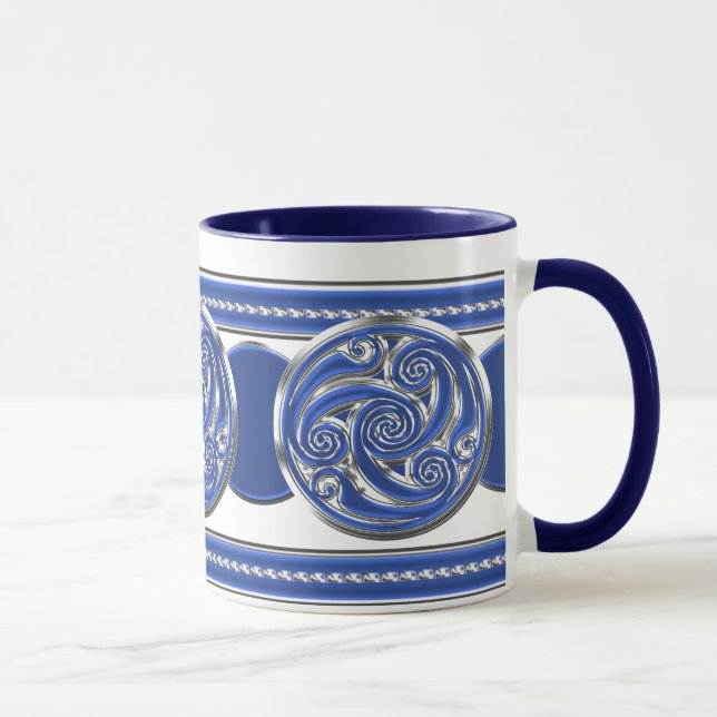 Blue Silver Triskel Mug (Right)