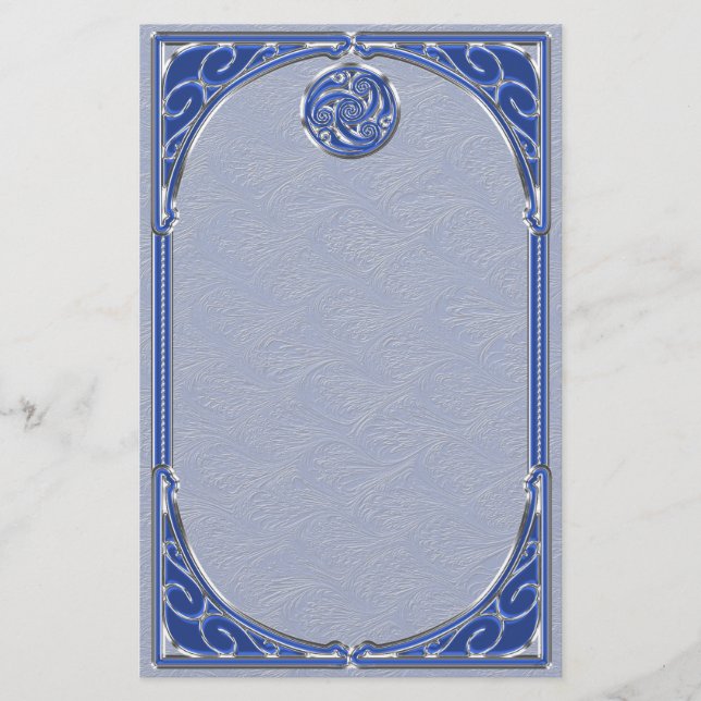 Blue Silver Triskel Stationery (Front)