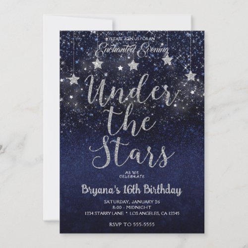 Blue Silver Under The Stars Starry Night Sweet 16