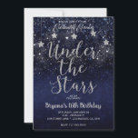Blue Silver Under The Stars Starry Night Sweet 16 Invitation<br><div class="desc">Customize both sides any way you want,  for any event.</div>