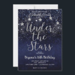 Blue Silver Under The Stars Starry Night Sweet 16 Invitation<br><div class="desc">Customize both sides any way you want,  for any event.</div>