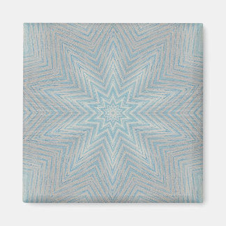Blue Silver White Kaleidoscope Pattern Magnets