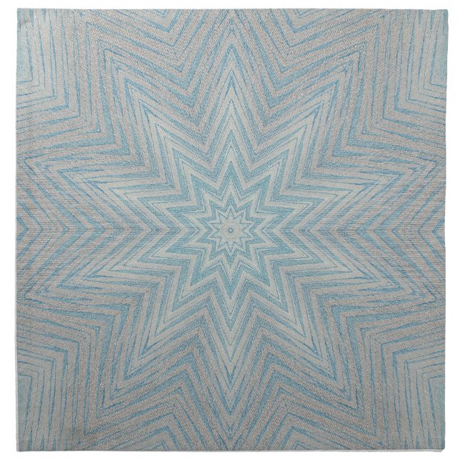 Blue Silver White Kaleidoscope Pattern Napkins (Front)