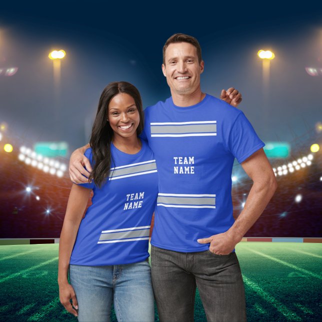 Blue Silver & White Sports Jersey Team Name Unisex T-Shirt (Blue Silver & White Sports Jersey Team Name Unisex T-Shirt)