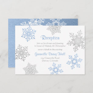 Blue Silver Winter Snowflake Wedding Reception Enclosure Card