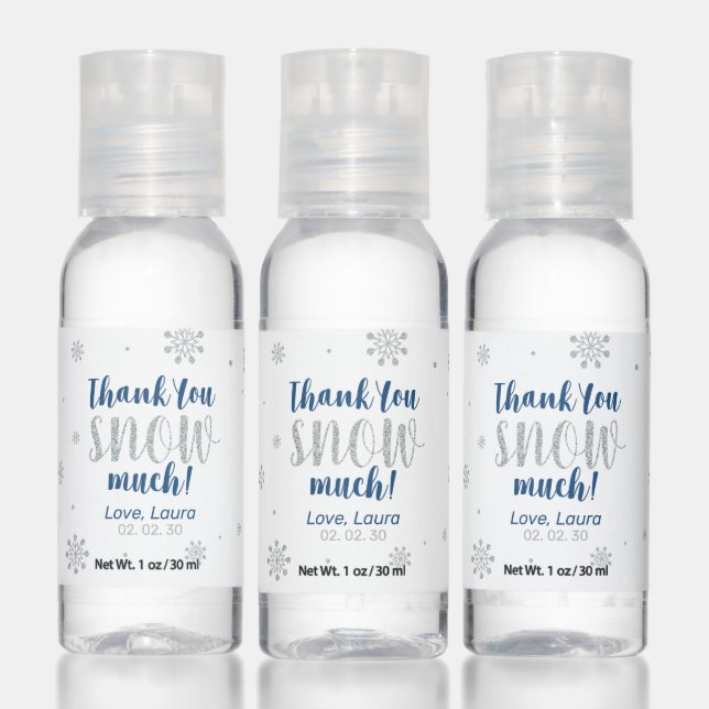 Blue & Silver Winter Wonderland Baby Shower Favor Hand Sanitizer (Set)