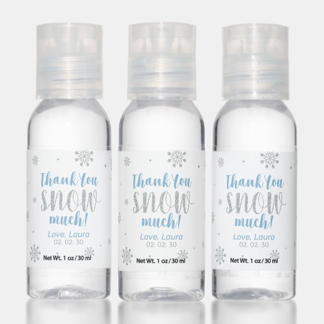Blue & Silver Winter Wonderland Baby Shower Favors Hand Sanitizer (Set)