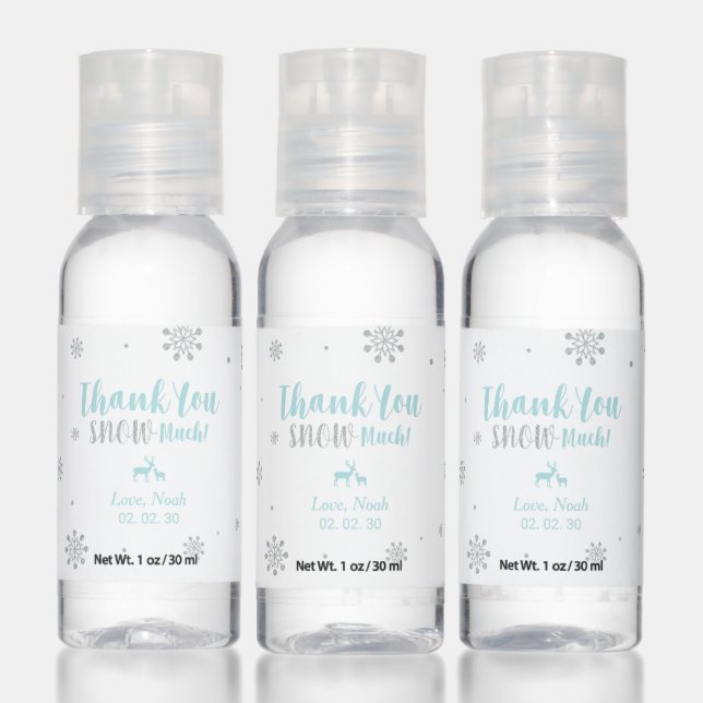 Blue & Silver Winter Wonderland Boy Party Favors Hand Sanitizer (Set)
