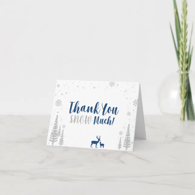Blue & Silver Winter Wonderland Thank You Card | Zazzle