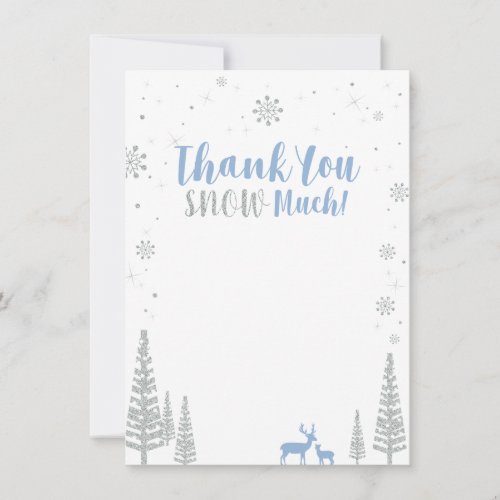Blue  Silver Winter Wonderland Thank You Card