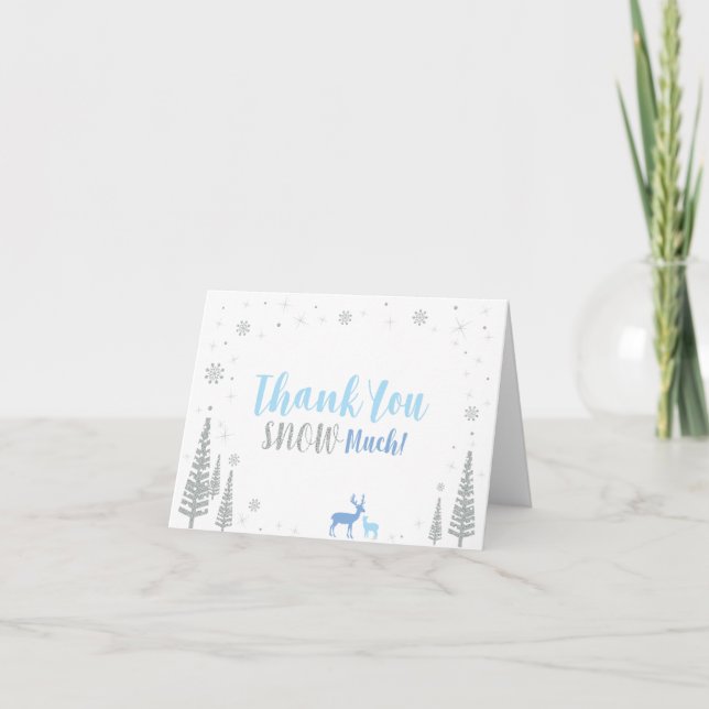 Blue & Silver Winter Wonderland Thank You Card (Front)