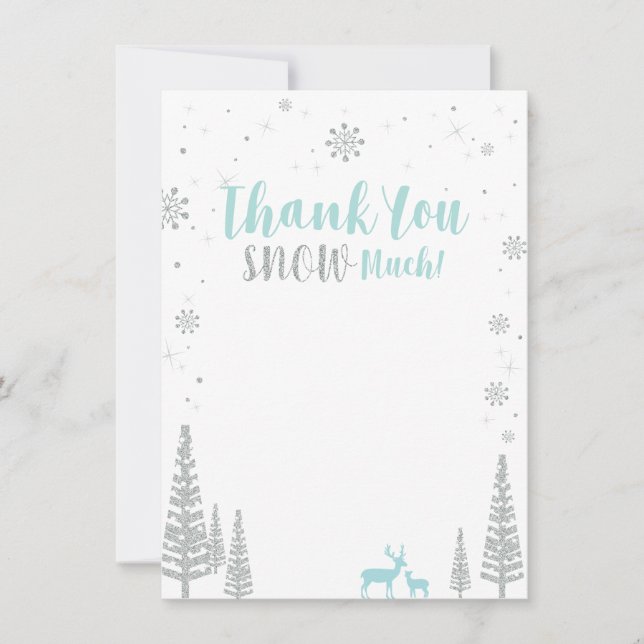 Blue & Silver Winter Wonderland Thank You Card (Front)