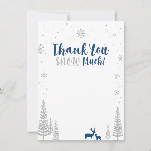 Blue  Silver Winter Wonderland Thank You Card