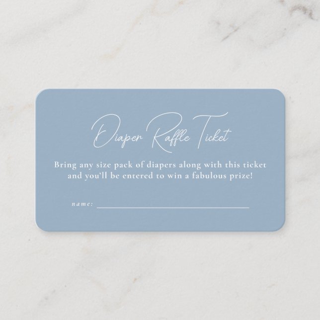 Blue simple baby shower diaper raffle ticket enclosure card (Front)