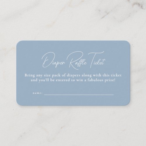 Blue simple baby shower diaper raffle ticket enclosure card