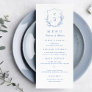 Blue simple botanical crest monogram wedding  Menu