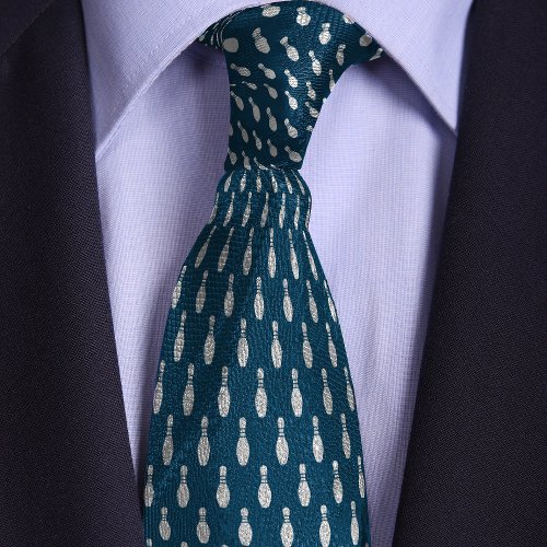 Blue Simple Bowling Pin Design Neck Tie