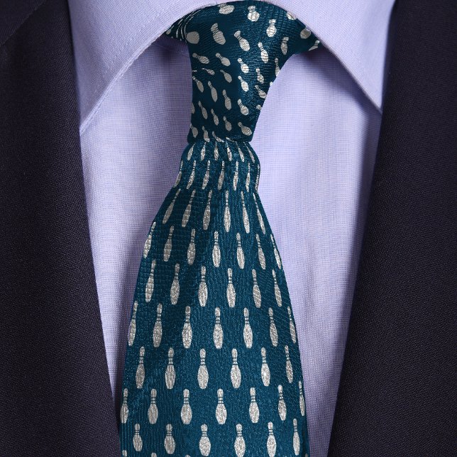 Blue Simple Bowling Pin Design Neck Tie (Creator Uploaded)