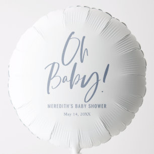 Blue Simple Calligraphy Gender Neutral Baby Shower Balloon