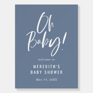 Blue Simple Calligraphy Gender Neutral Baby Shower Foam Board
