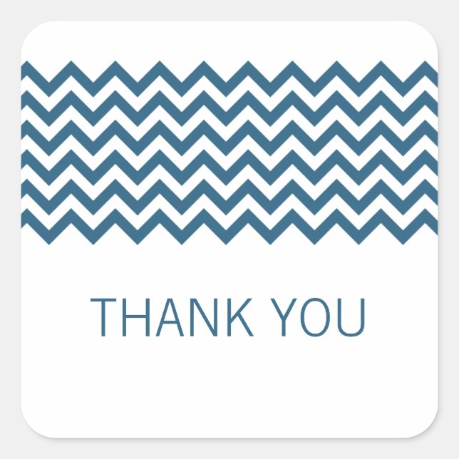 Blue Simple Chevron Thank You Stickers (Front)