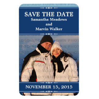Blue Simple Chic Photo Save the Date Magnet